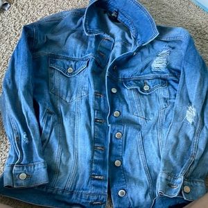 Forever 21 Ripped Style Blue Denim Jean Jacket